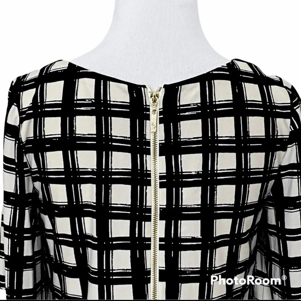 🎆NEW YEARS SALE🎇 Eliza J Dress Size 6 Black & Tan with Pink Stripe 3/4 Sleeve - Picture 3 of 4
